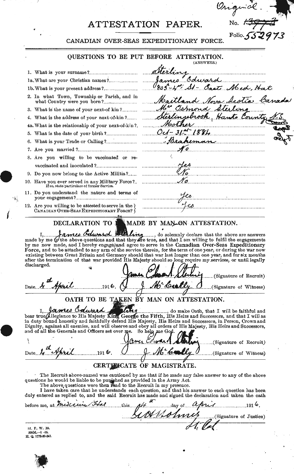 Personnel Records of the First World War - CEF 115167a