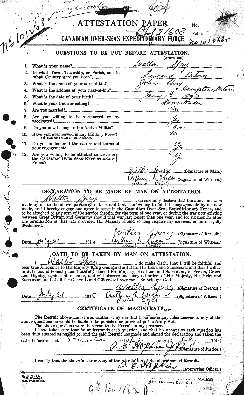 Personnel Records of the First World War - CEF 115522a