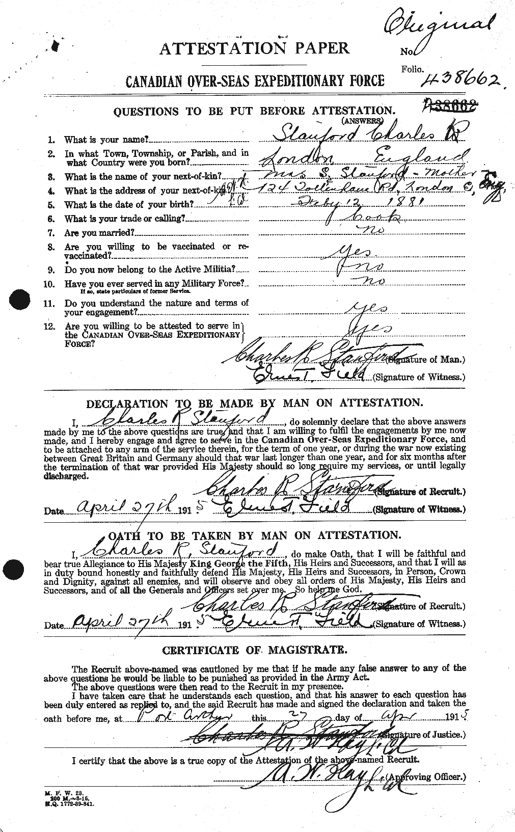 Personnel Records of the First World War - CEF 115944a