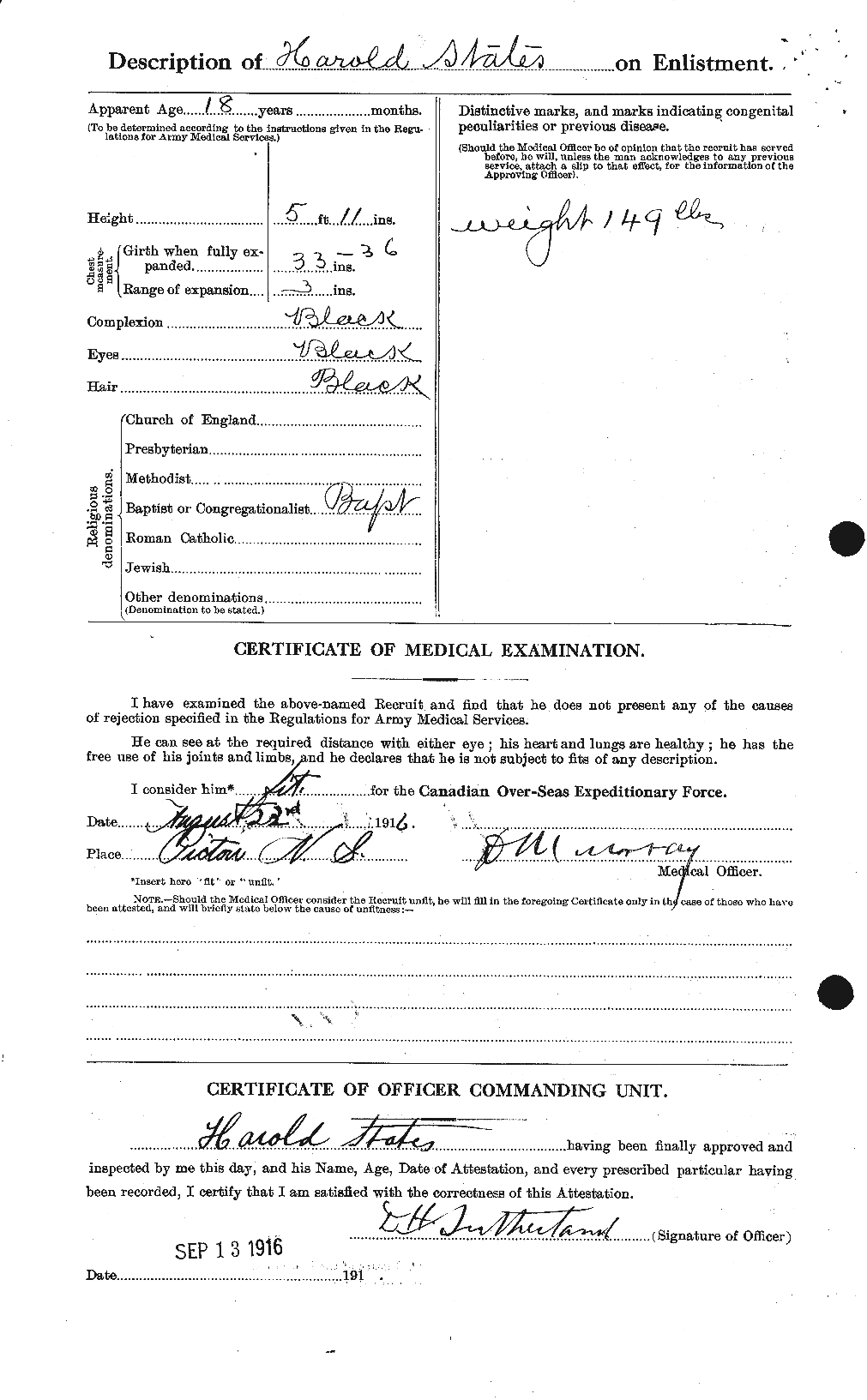 Dossiers du Personnel de la Première Guerre mondiale - CEC 116128b