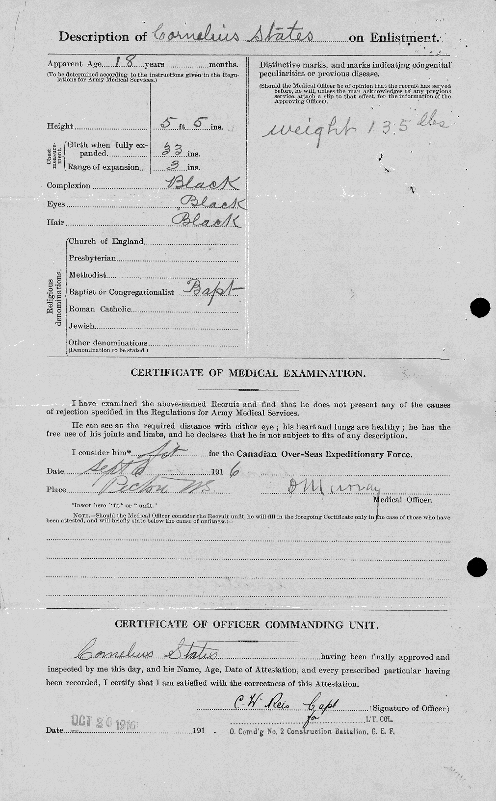 Dossiers du Personnel de la Première Guerre mondiale - CEC 116129b
