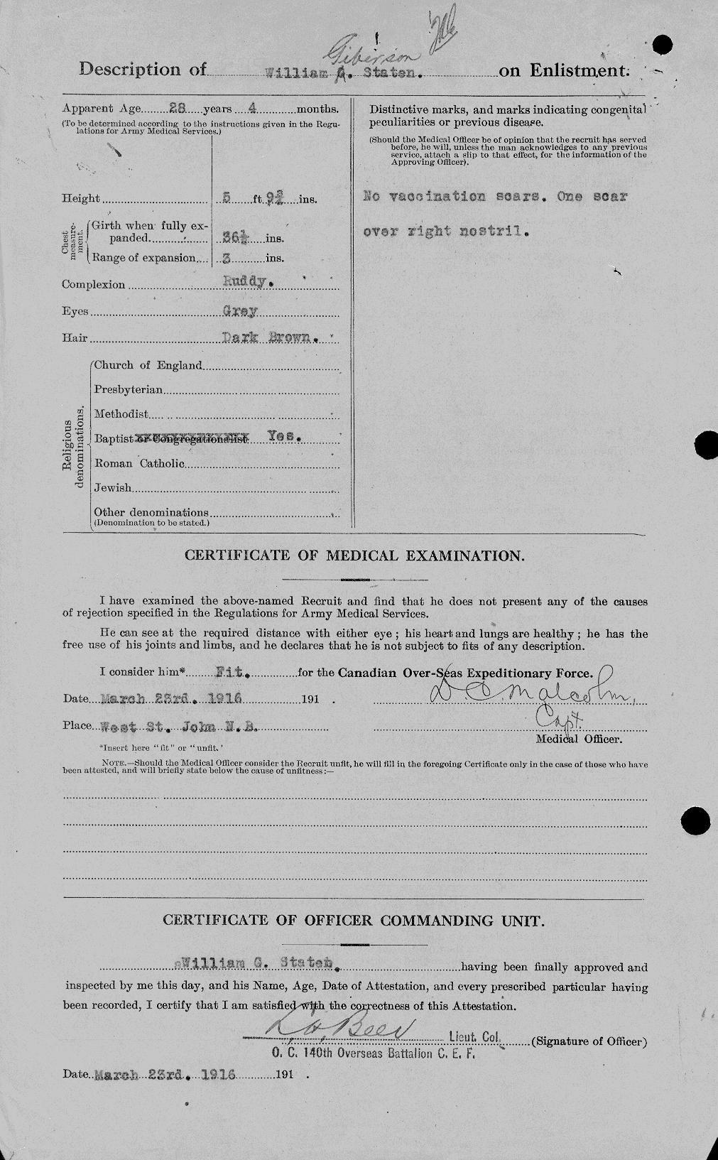 Dossiers du Personnel de la Première Guerre mondiale - CEC 116130b