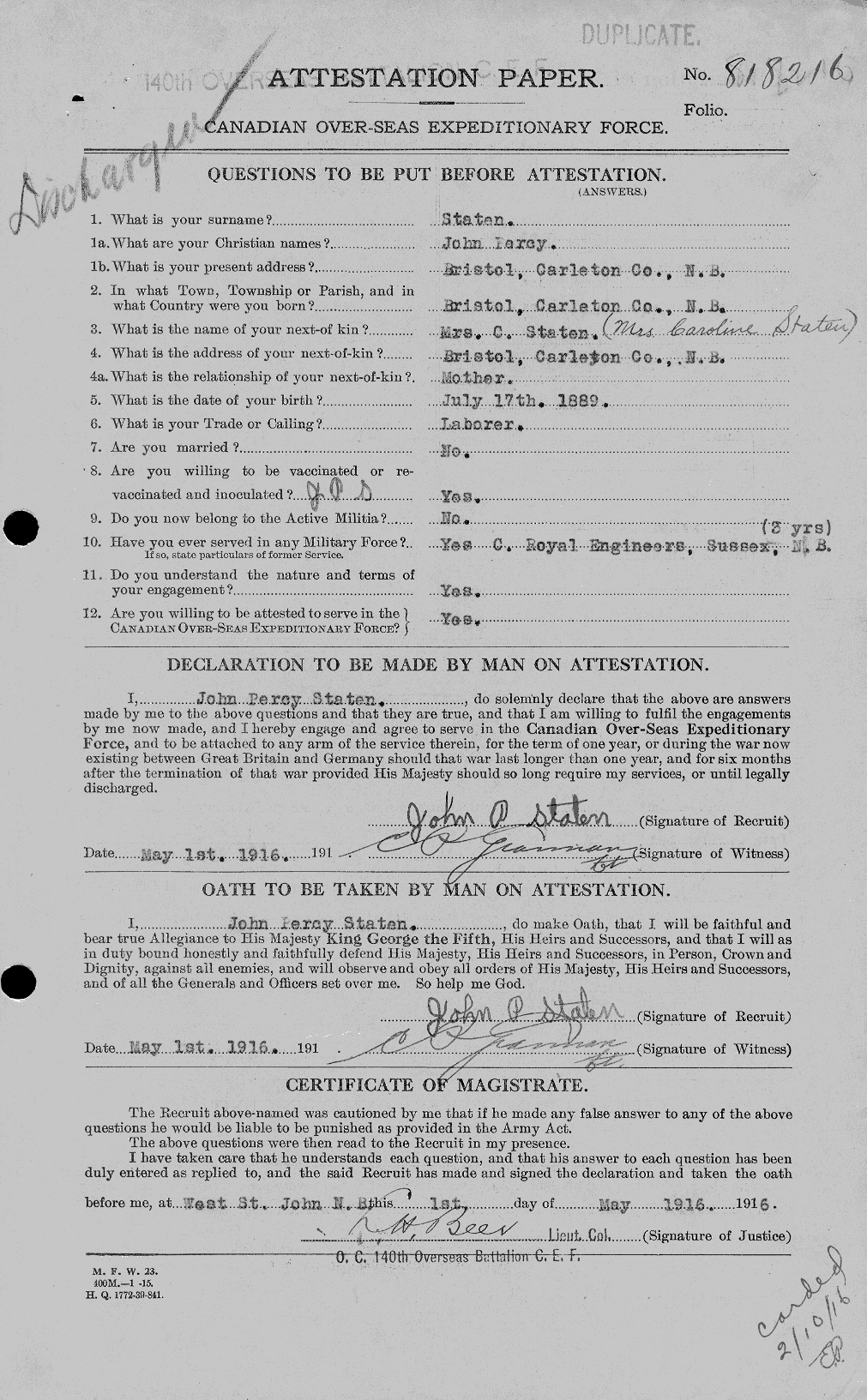 Personnel Records of the First World War - CEF 116131a