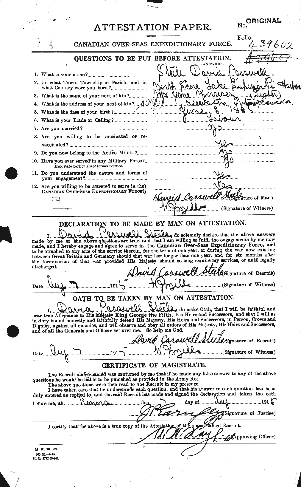 Personnel Records of the First World War - CEF 116205a