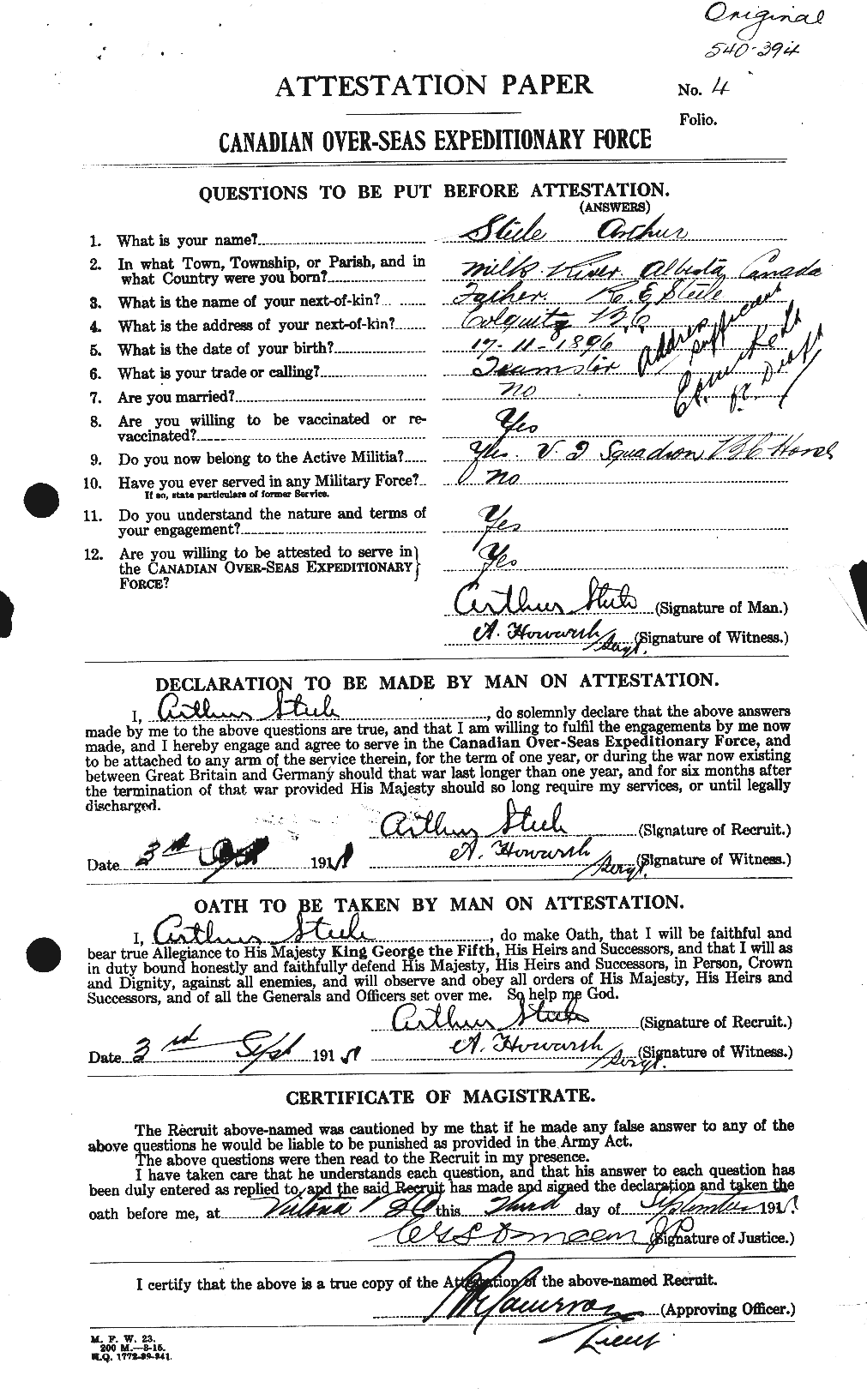 Personnel Records of the First World War - CEF 116240a
