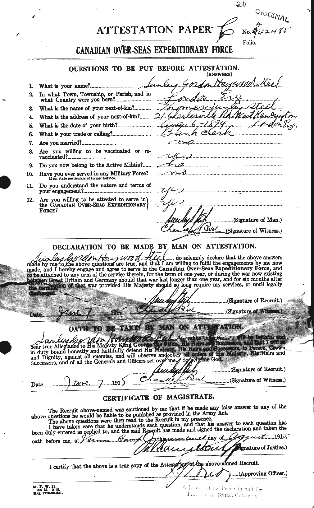 Personnel Records of the First World War - CEF 116275a