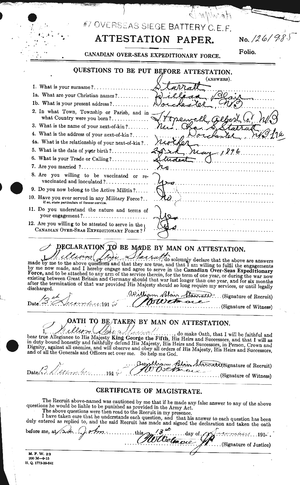 Personnel Records of the First World War - CEF 116408a