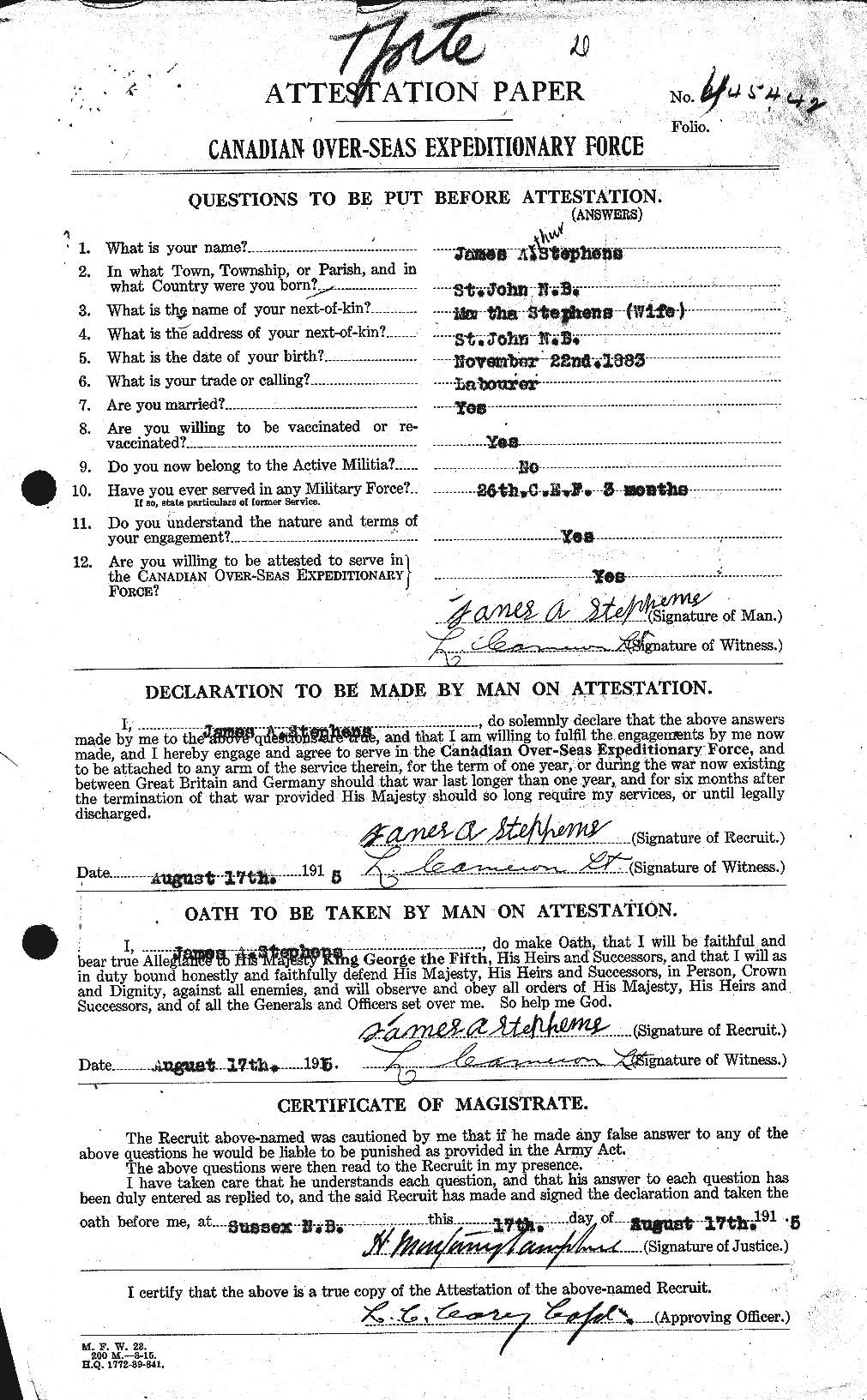 Personnel Records of the First World War - CEF 117809a