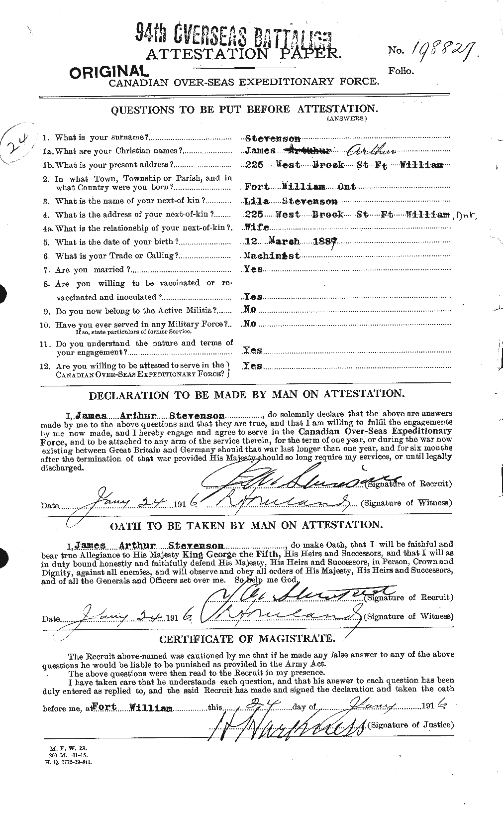 Personnel Records of the First World War - CEF 119006a
