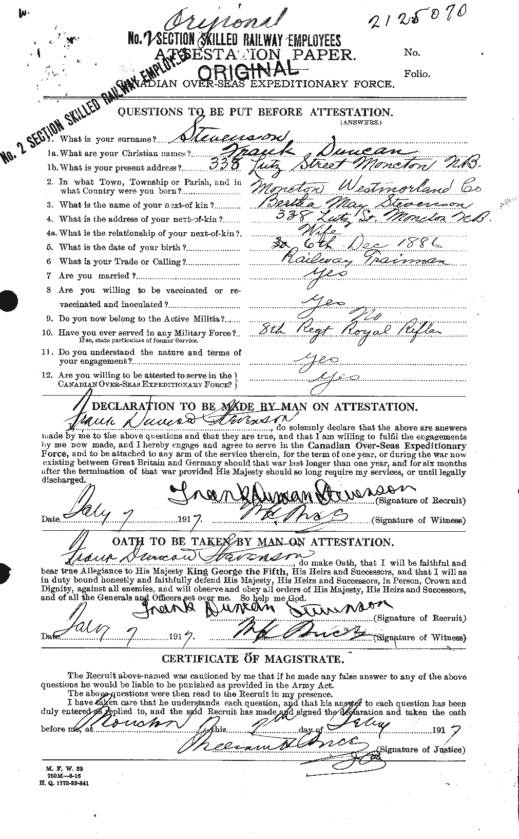 Personnel Records of the First World War - CEF 119117a