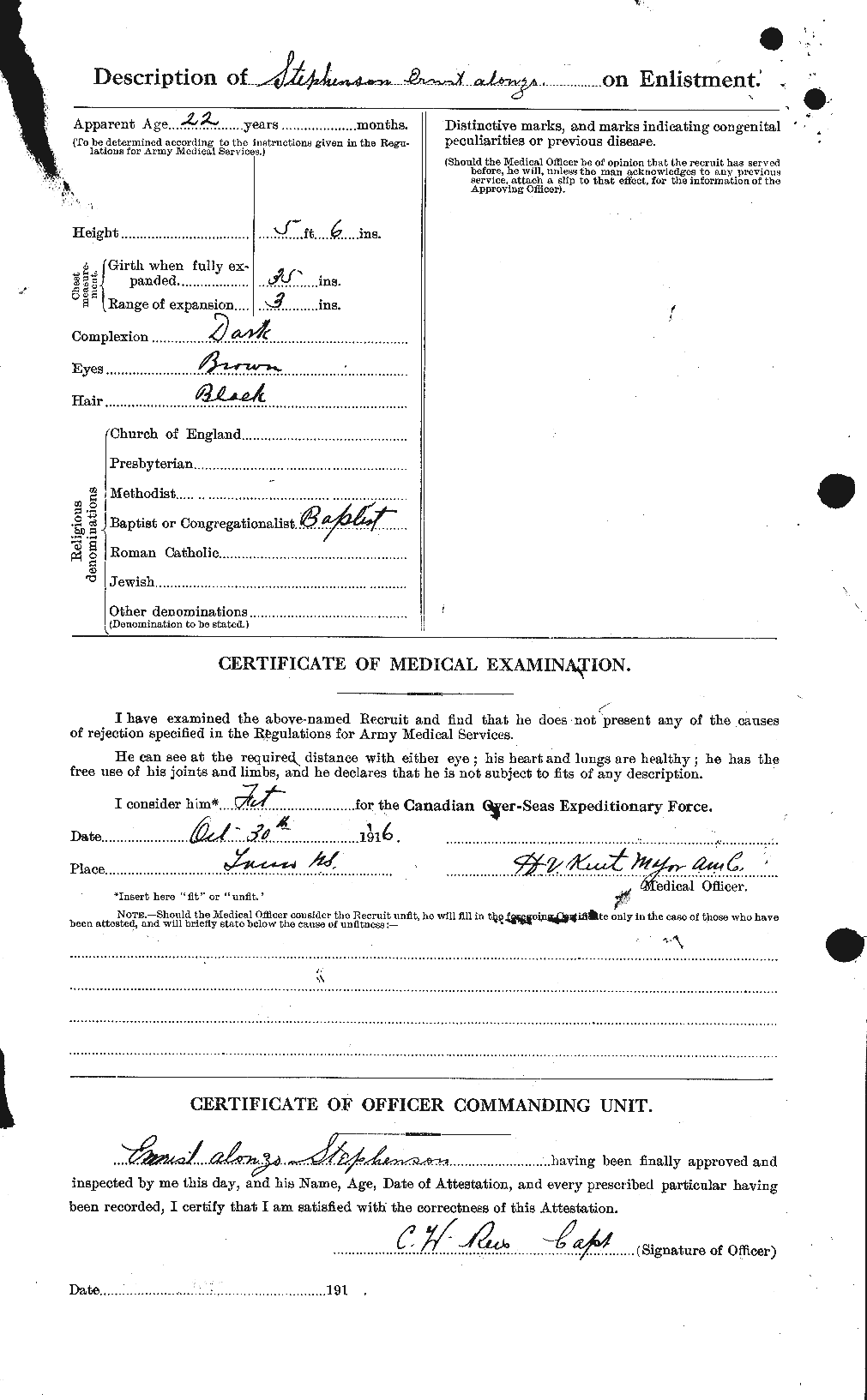Dossiers du Personnel de la Première Guerre mondiale - CEC 119129b