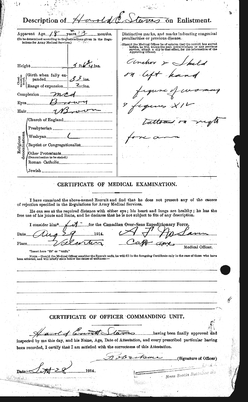 Dossiers du Personnel de la Première Guerre mondiale - CEC 119436b