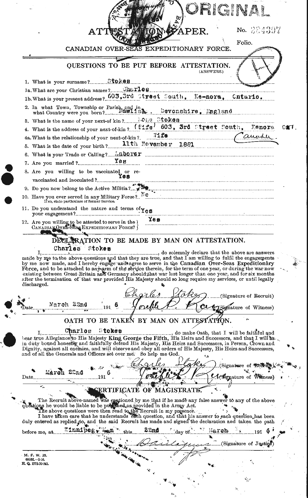 Personnel Records of the First World War - CEF 120773a