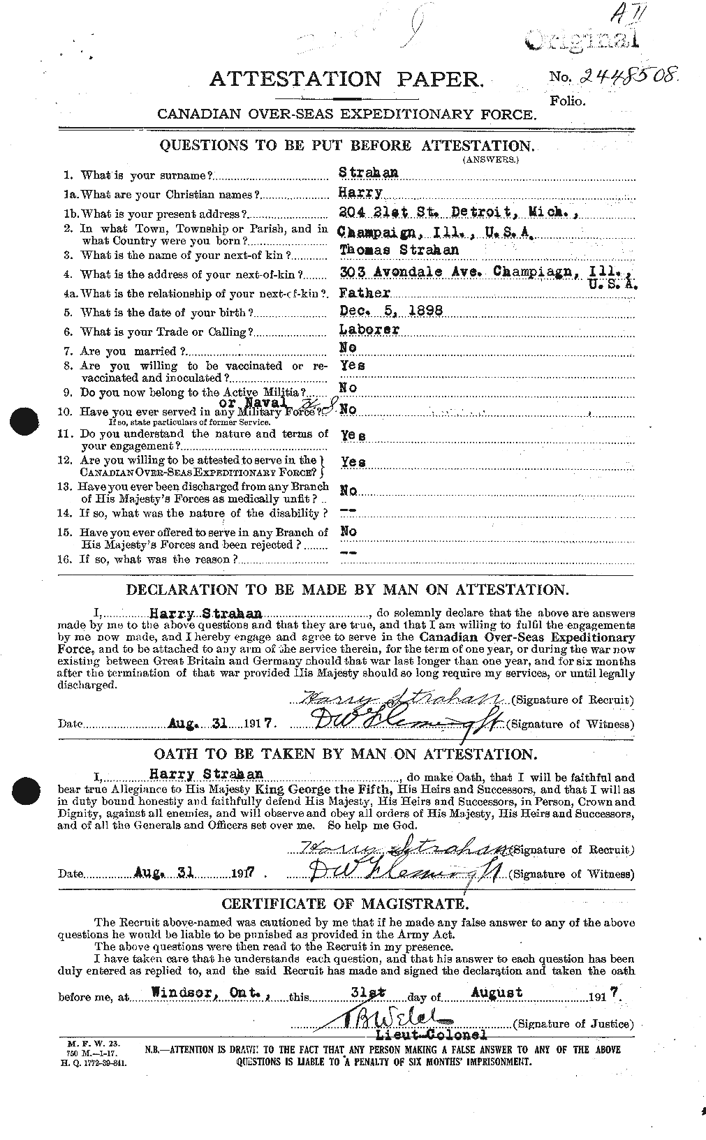 Personnel Records of the First World War - CEF 121682a