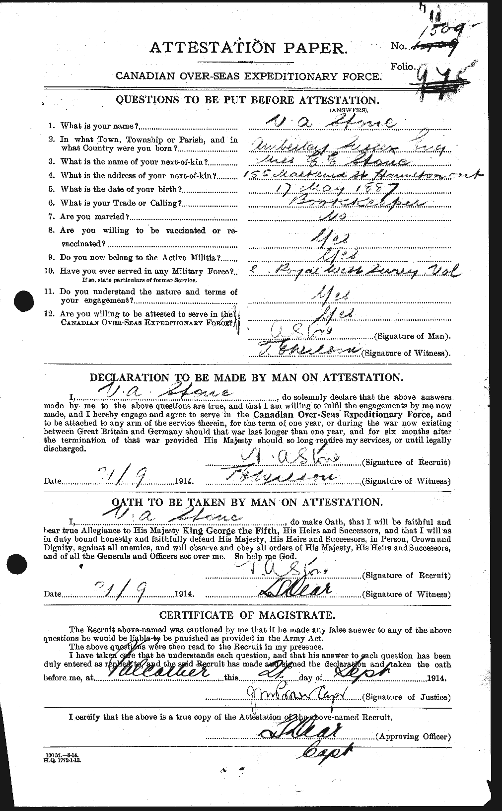 Personnel Records of the First World War - CEF 121846a
