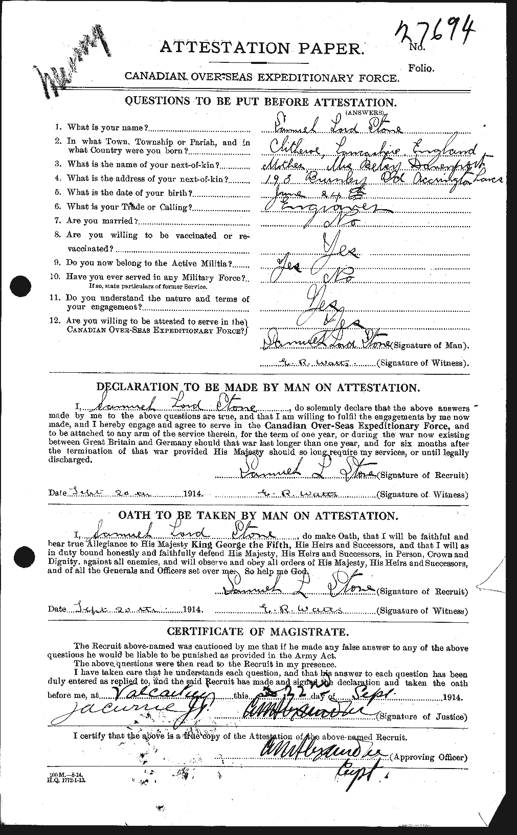 Personnel Records of the First World War - CEF 121865a