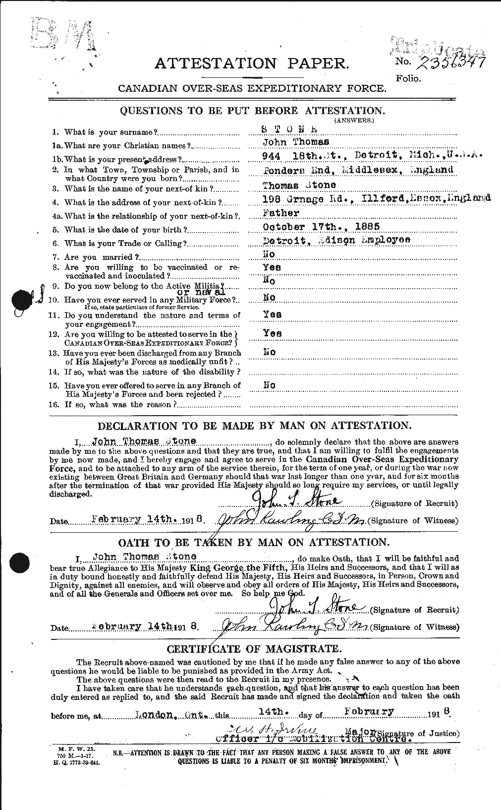 Personnel Records of the First World War - CEF 121930a