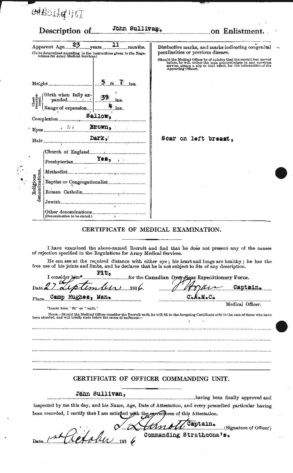 Dossiers du Personnel de la Première Guerre mondiale - CEC 122226b