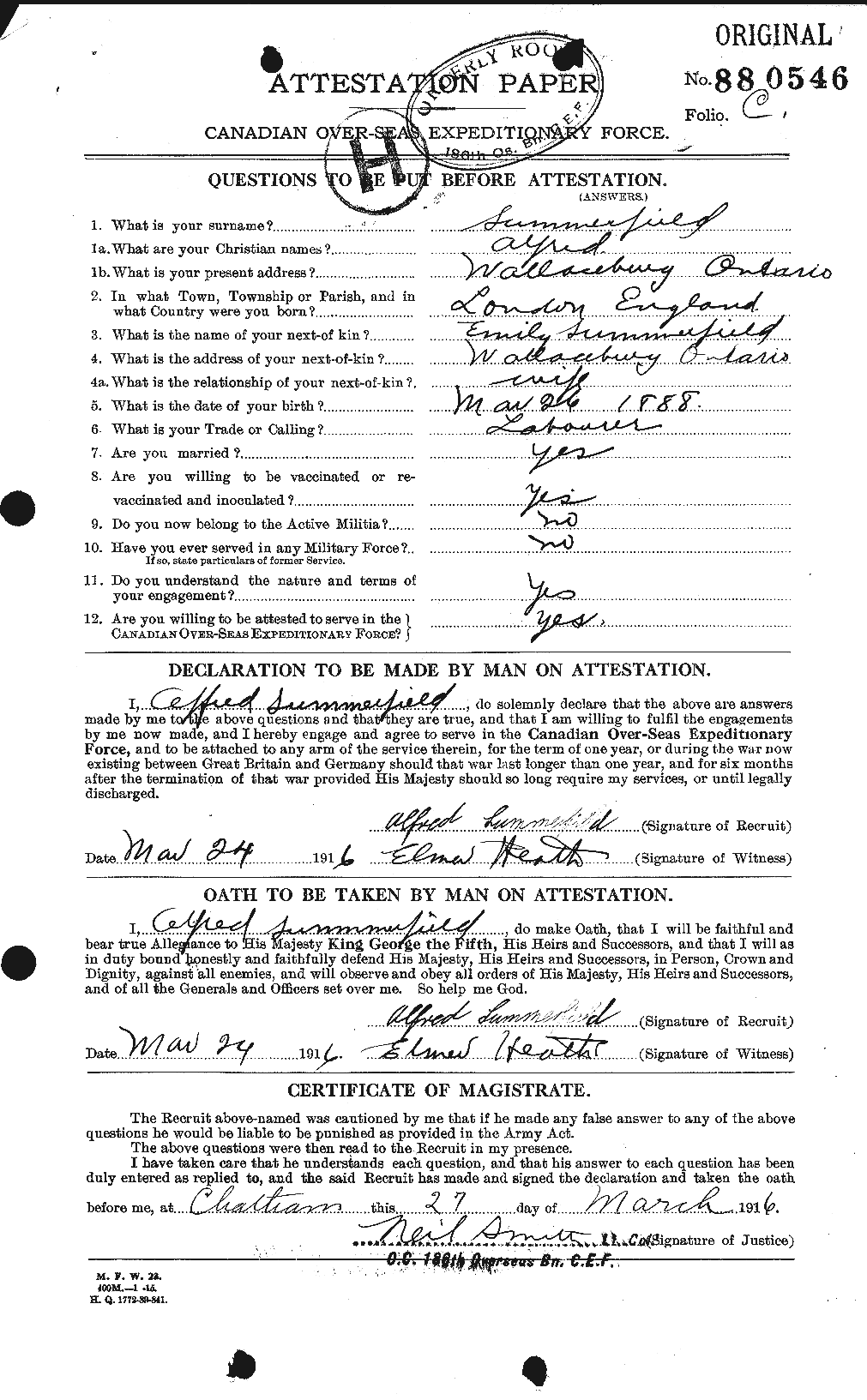 Personnel Records of the First World War - CEF 124052a