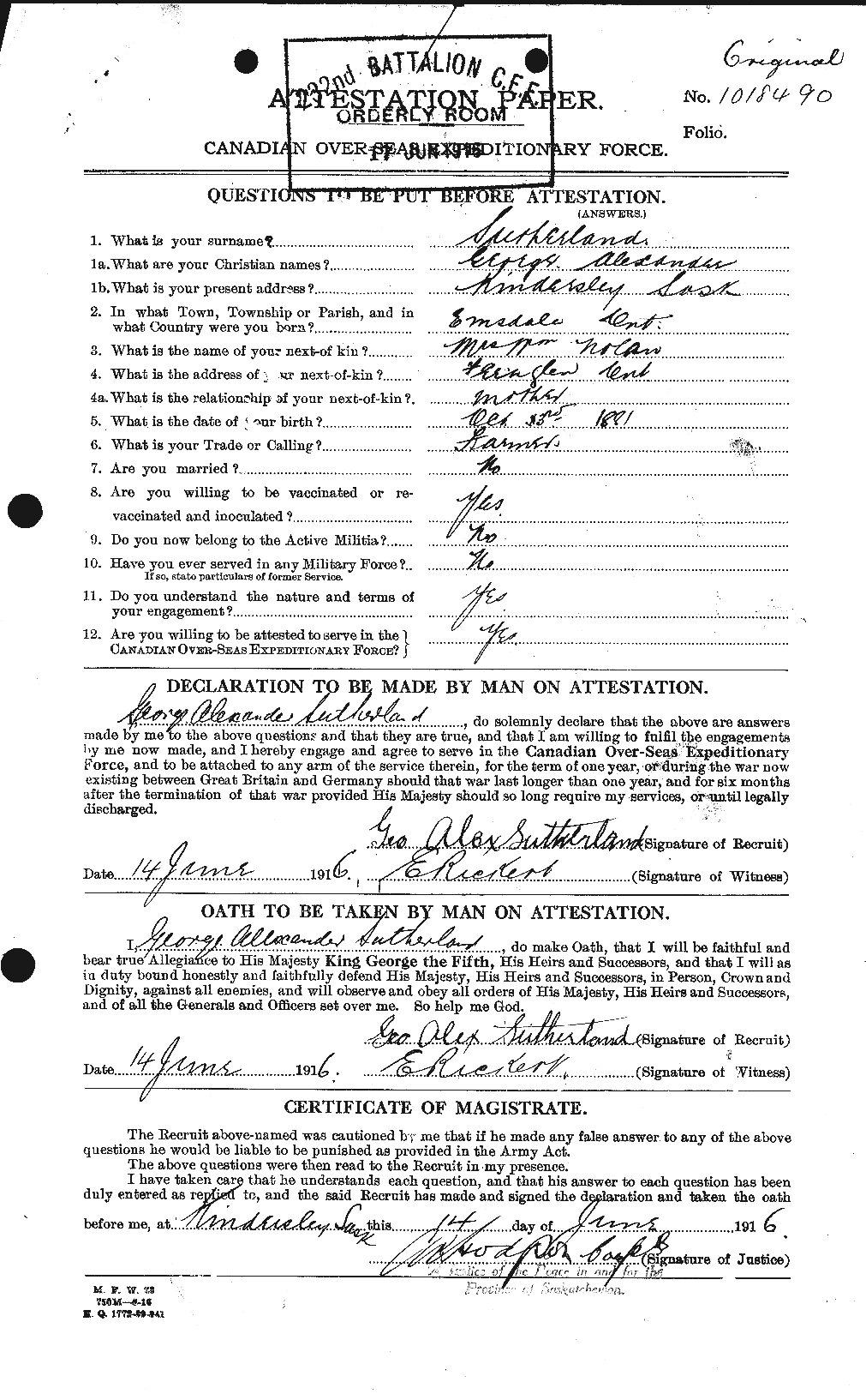 Personnel Records of the First World War - CEF 124854a