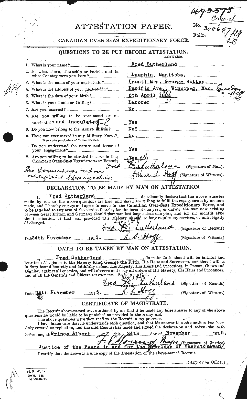 Personnel Records of the First World War - CEF 124878a