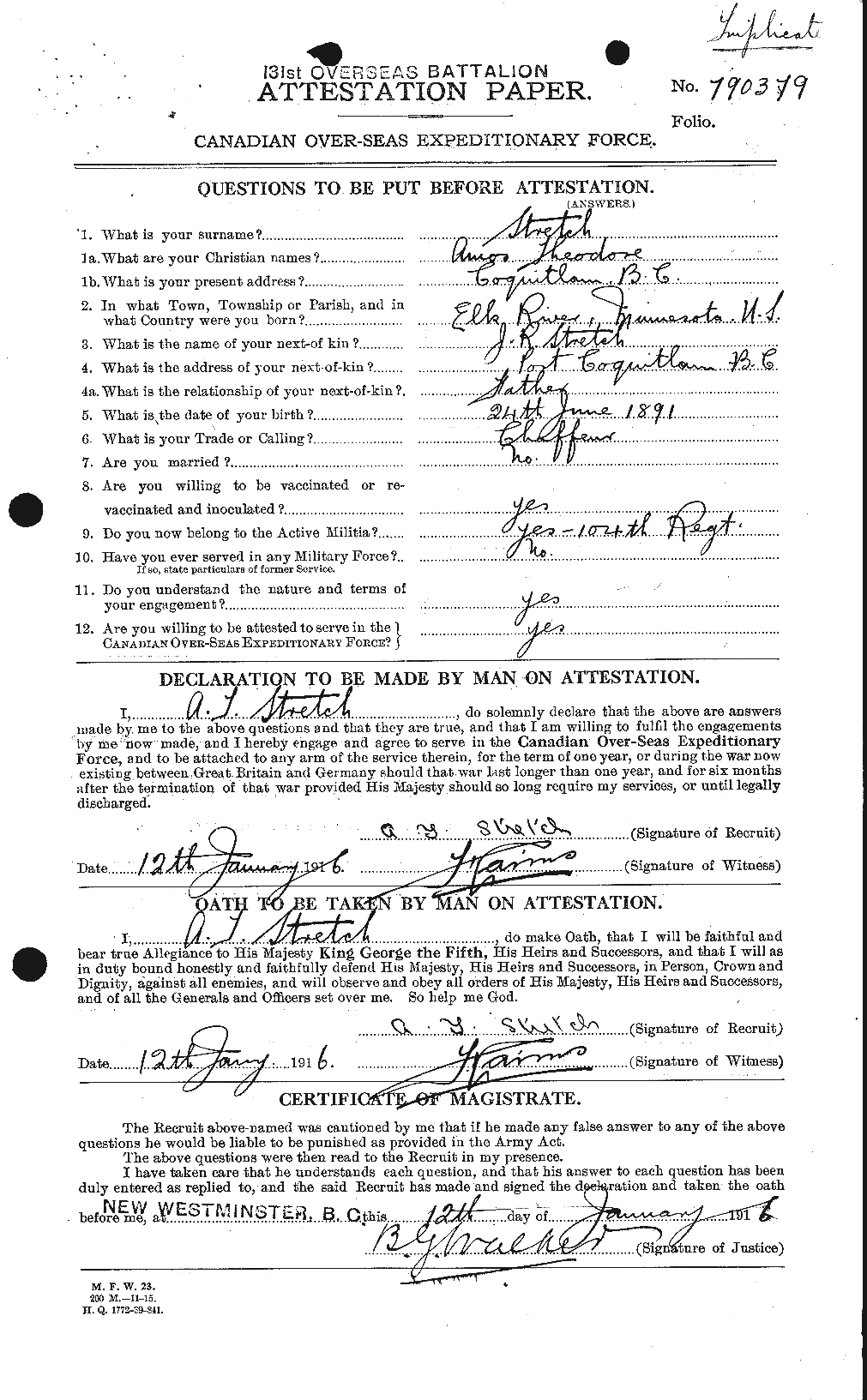 Personnel Records of the First World War - CEF 125138a