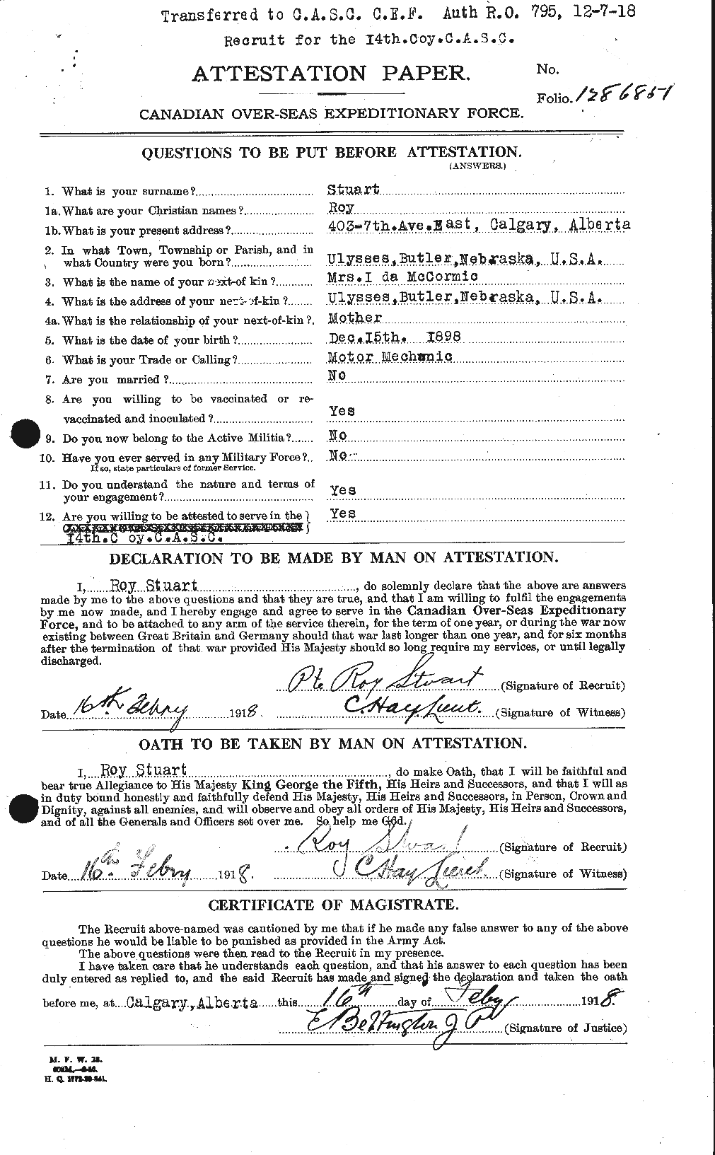 Personnel Records of the First World War - CEF 125246a