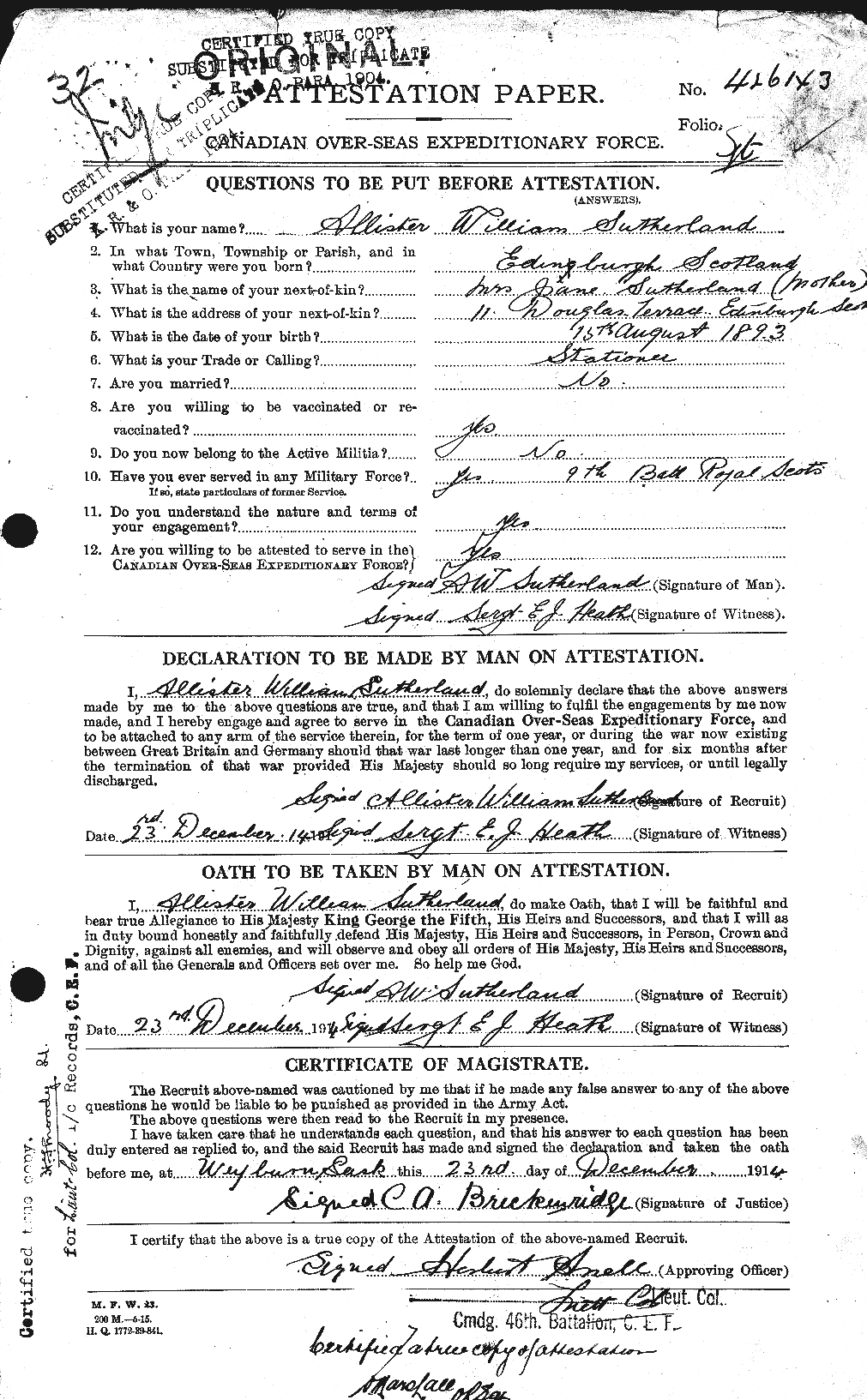 Personnel Records of the First World War - CEF 125334a