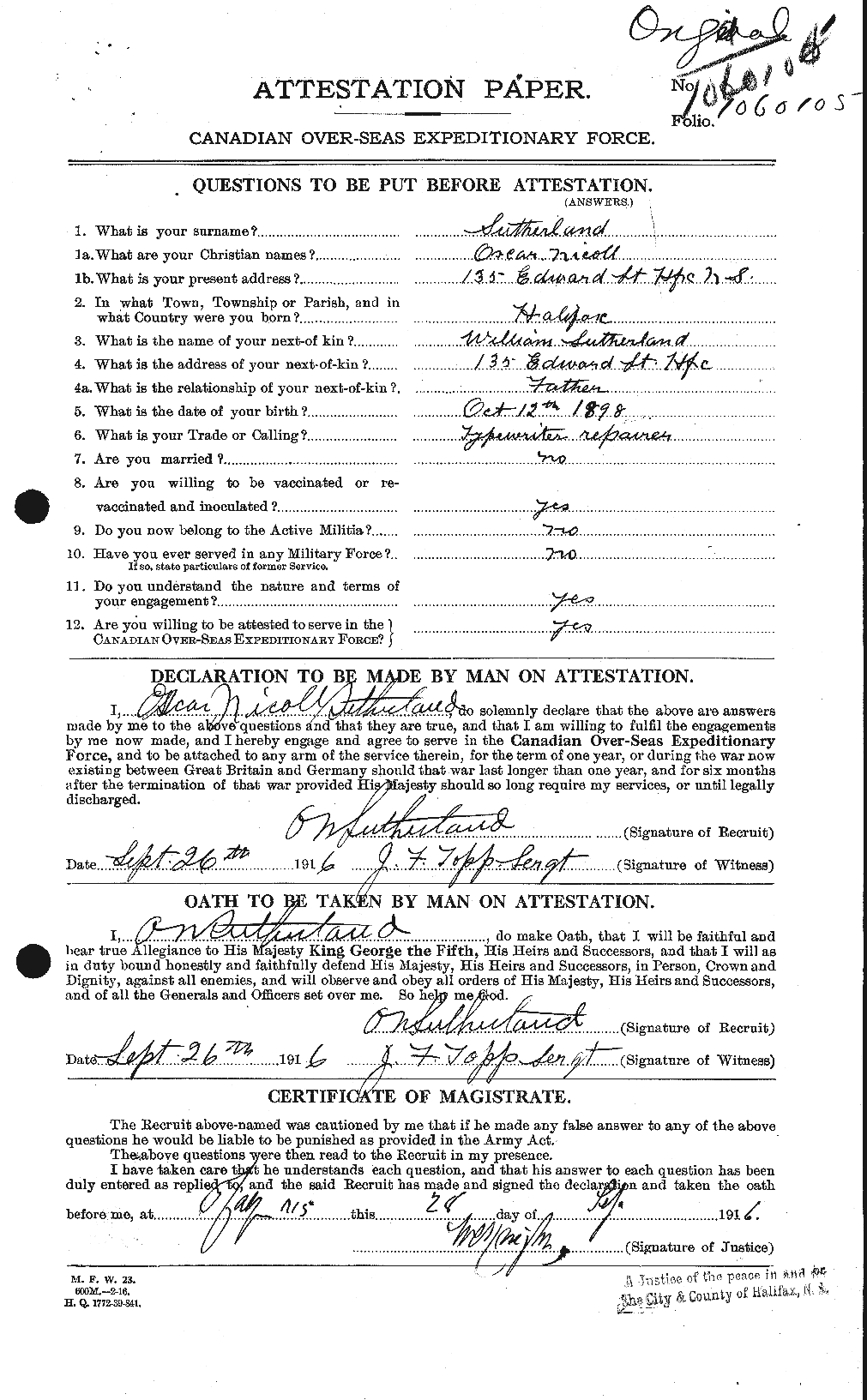 Personnel Records of the First World War - CEF 126828a