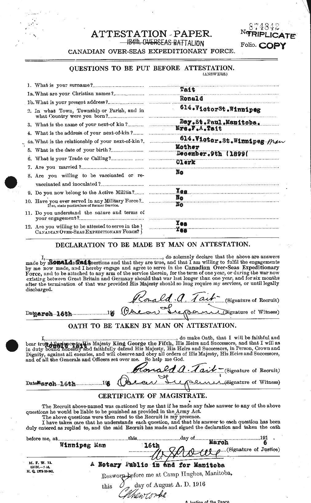 Personnel Records of the First World War - CEF 127000a