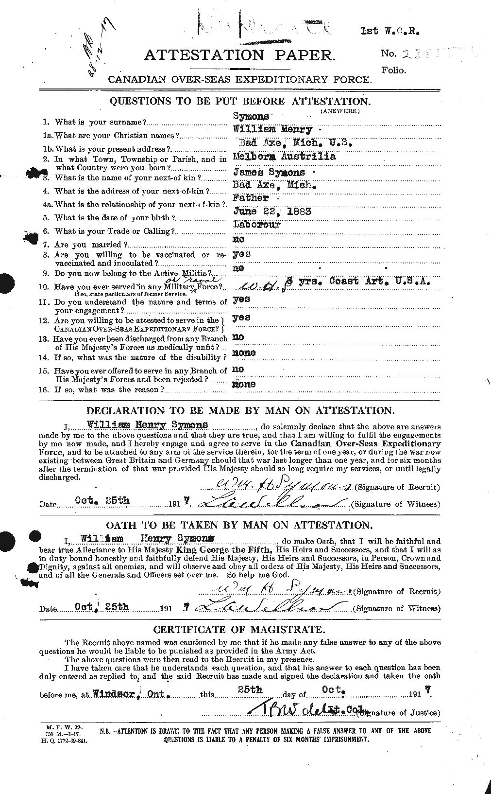 Personnel Records of the First World War - CEF 129012a