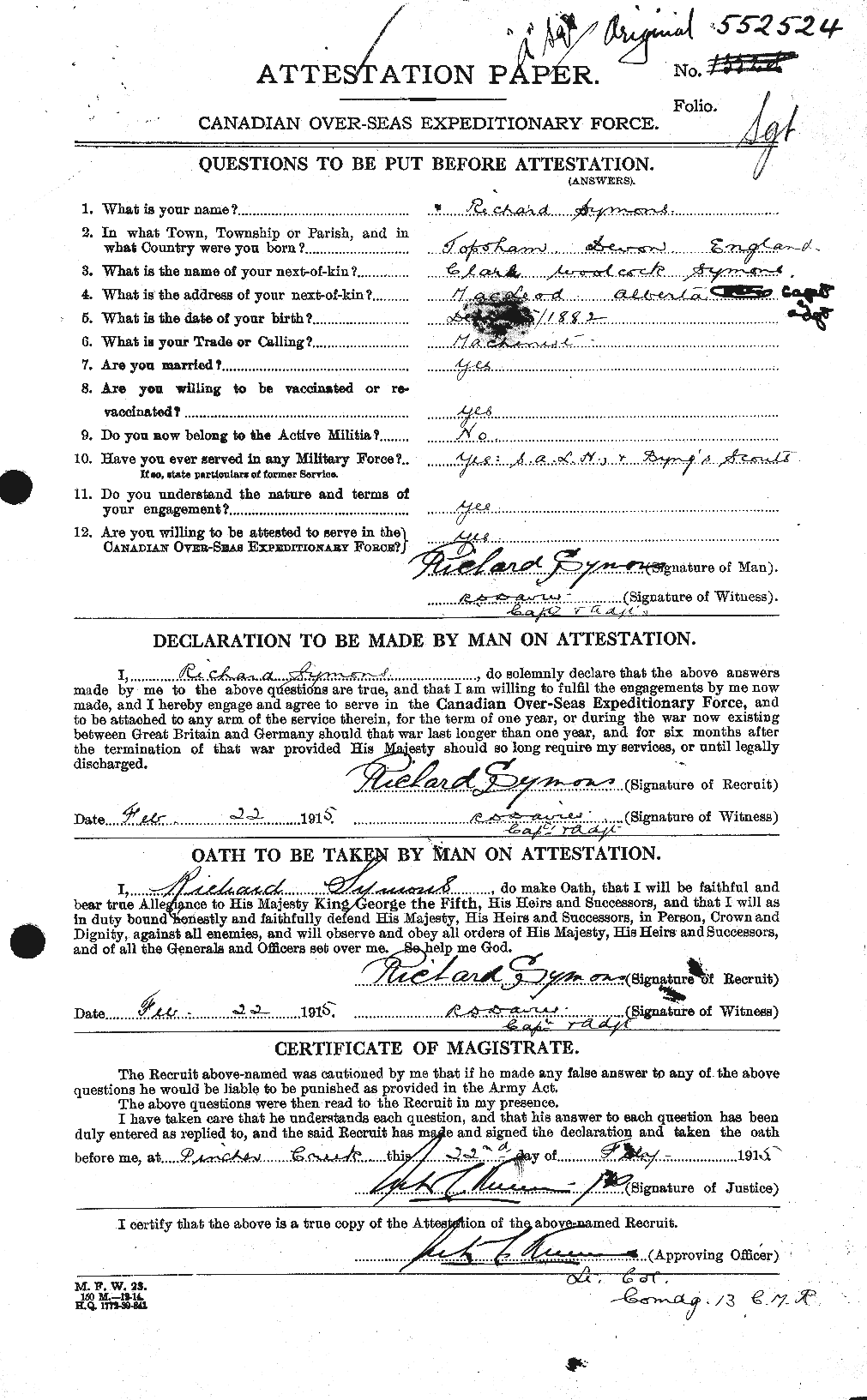 Personnel Records of the First World War - CEF 129033a
