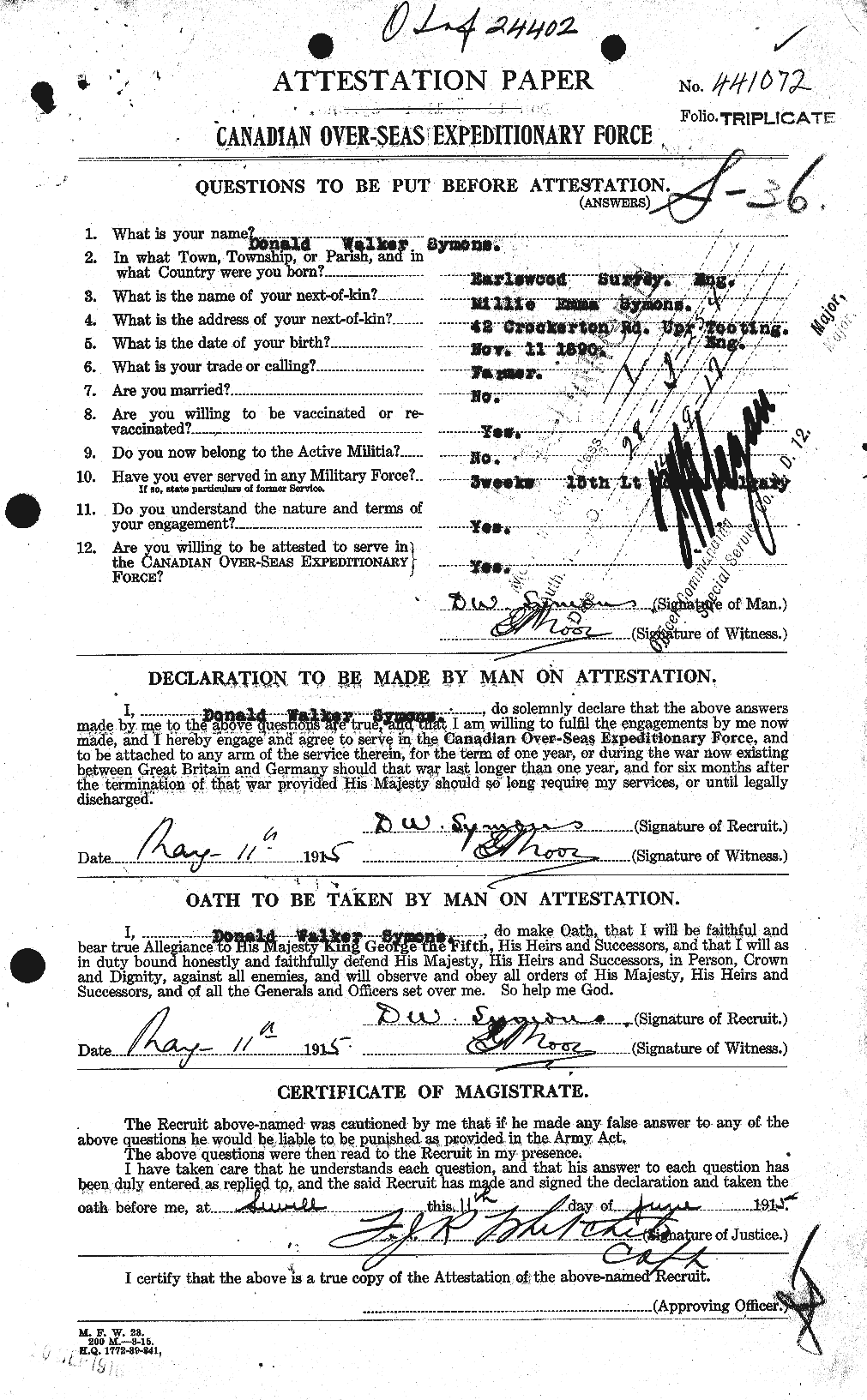 Personnel Records of the First World War - CEF 129174a