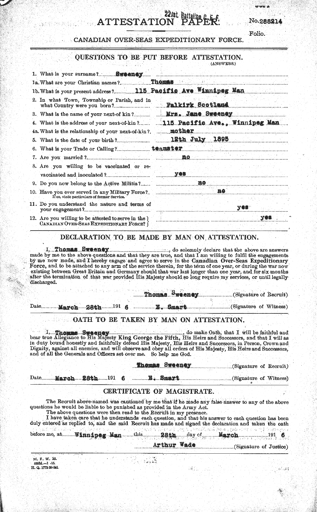 Personnel Records of the First World War - CEF 129513a