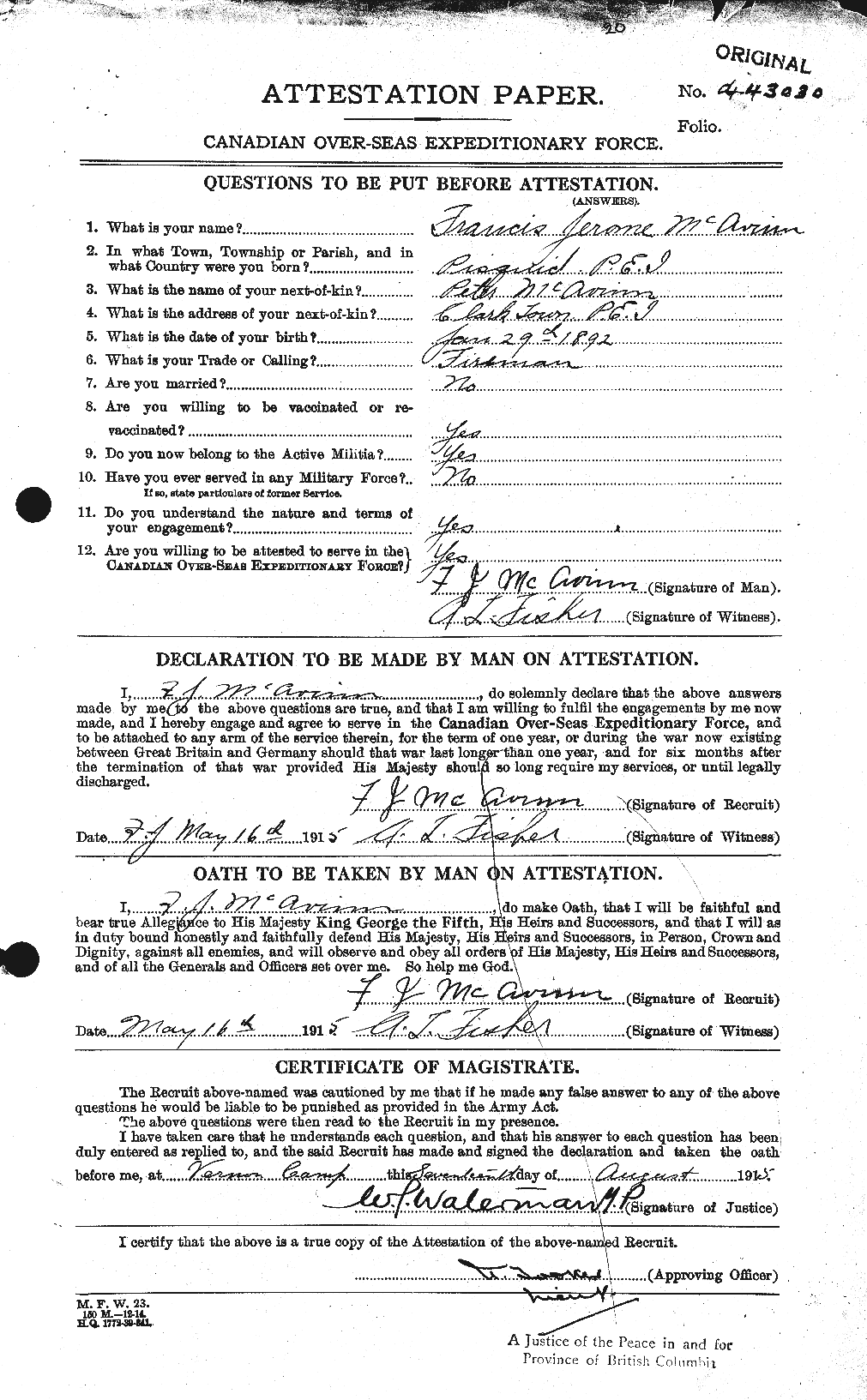 Personnel Records of the First World War - CEF 130050a