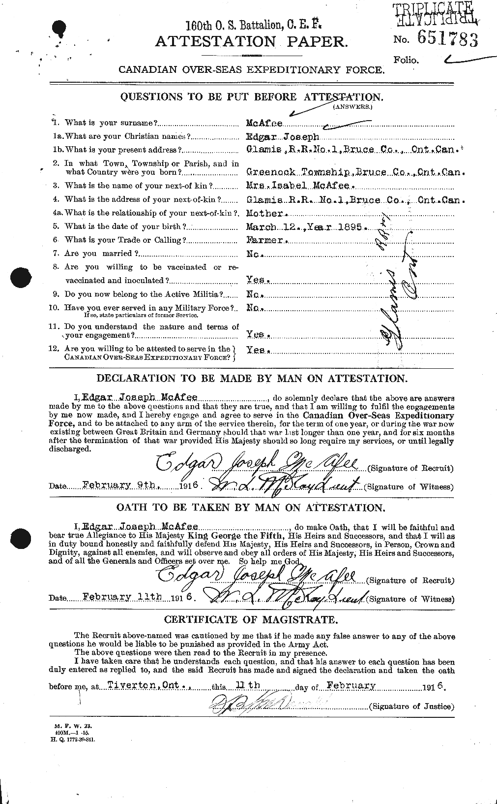 Personnel Records of the First World War - CEF 130198a