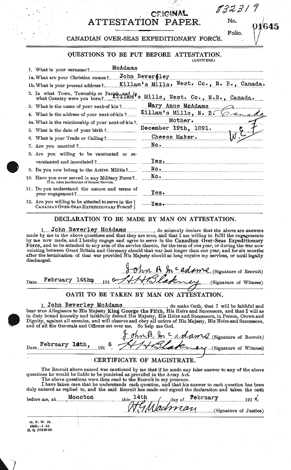 Personnel Records of the First World War - CEF 130215a