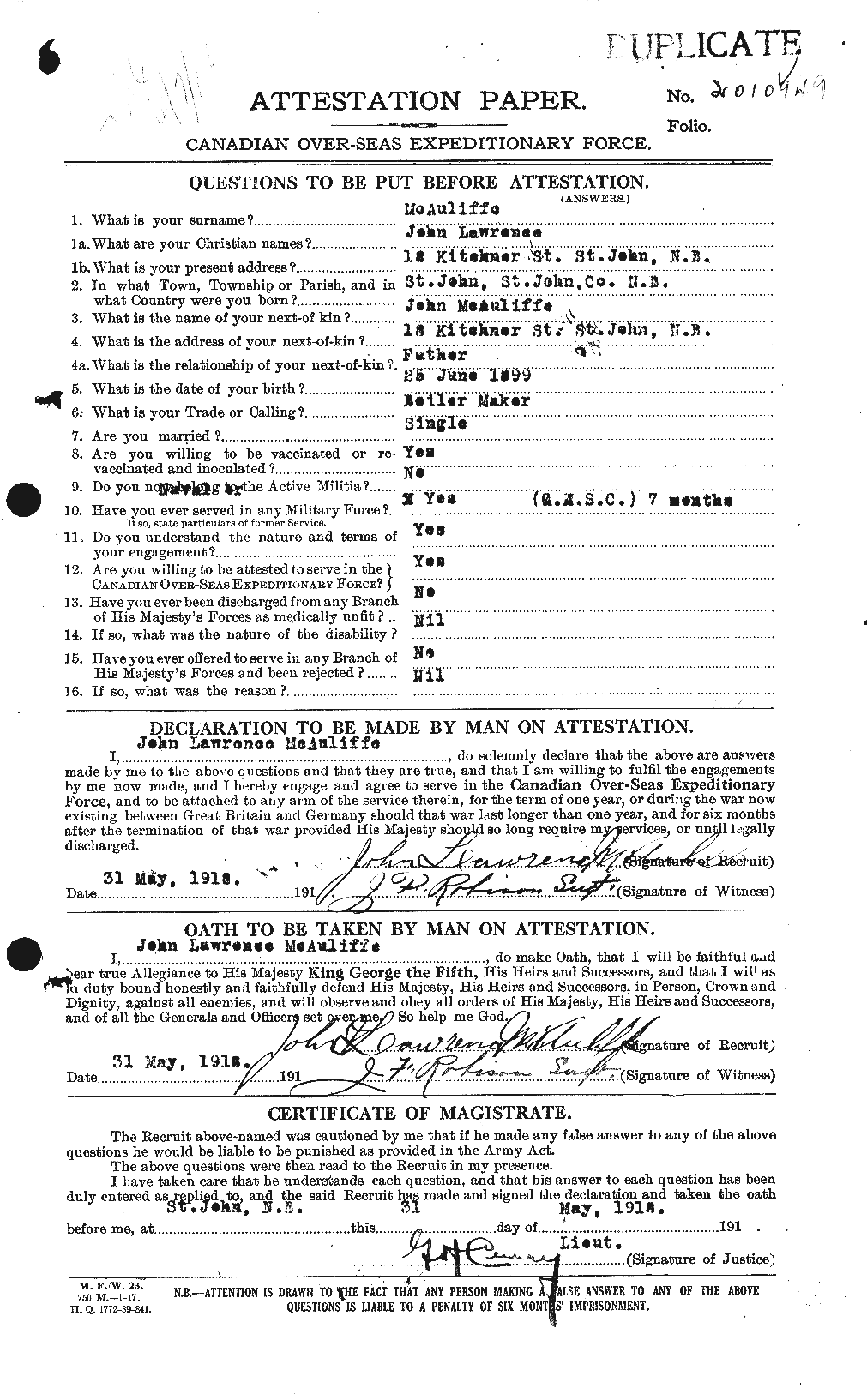 Personnel Records of the First World War - CEF 130245a