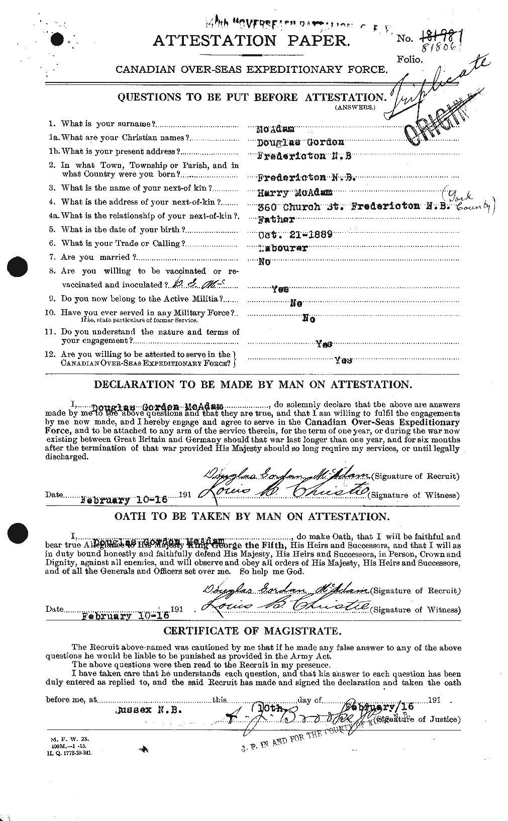 Personnel Records of the First World War - CEF 130460a