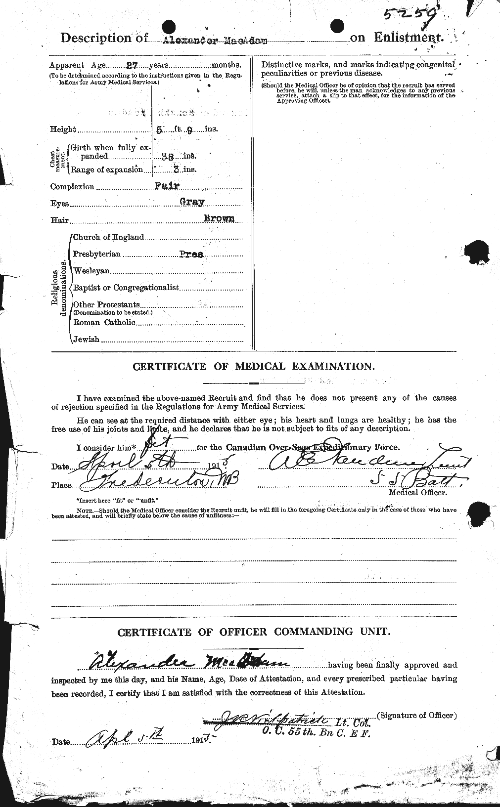 Dossiers du Personnel de la Première Guerre mondiale - CEC 130474b