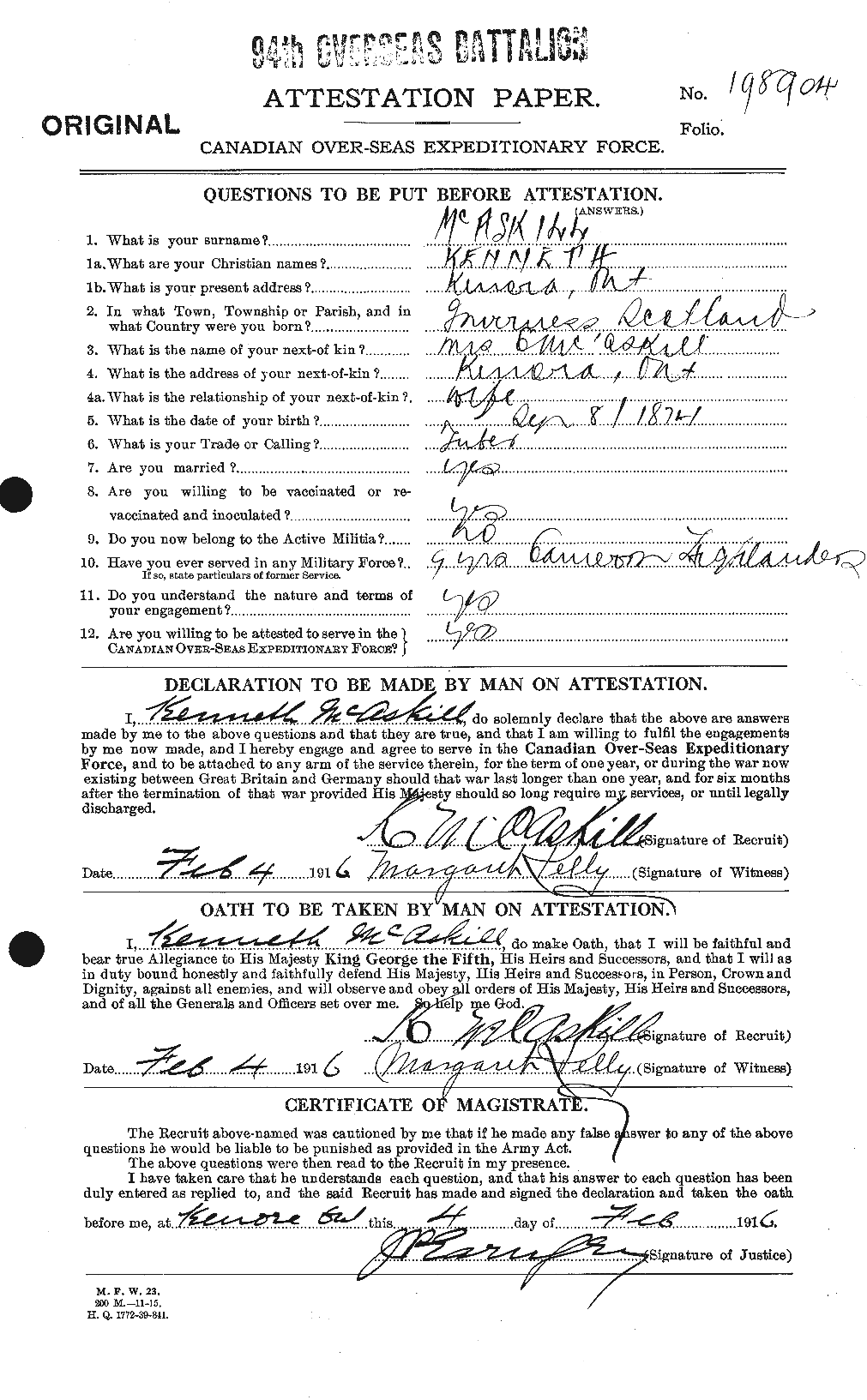 Personnel Records of the First World War - CEF 130551a