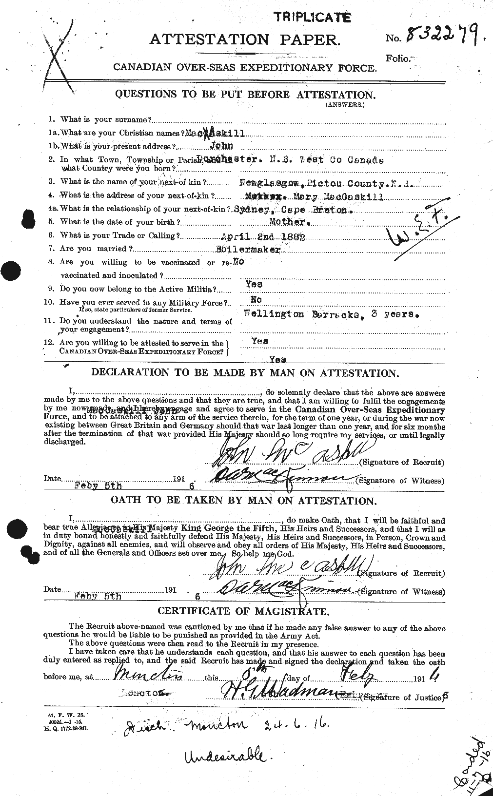Personnel Records of the First World War - CEF 130558a