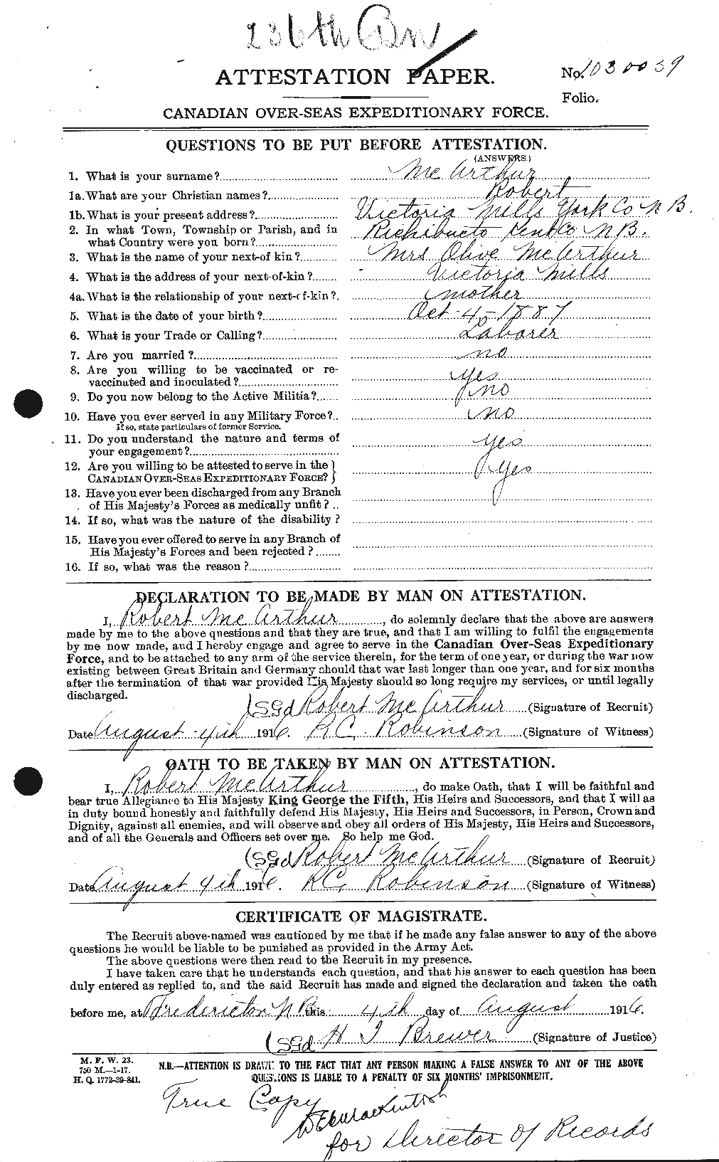 Personnel Records of the First World War - CEF 130667a
