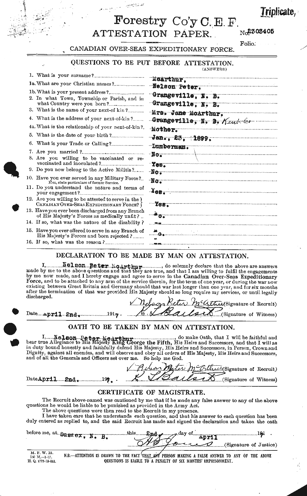 Personnel Records of the First World War - CEF 130688a