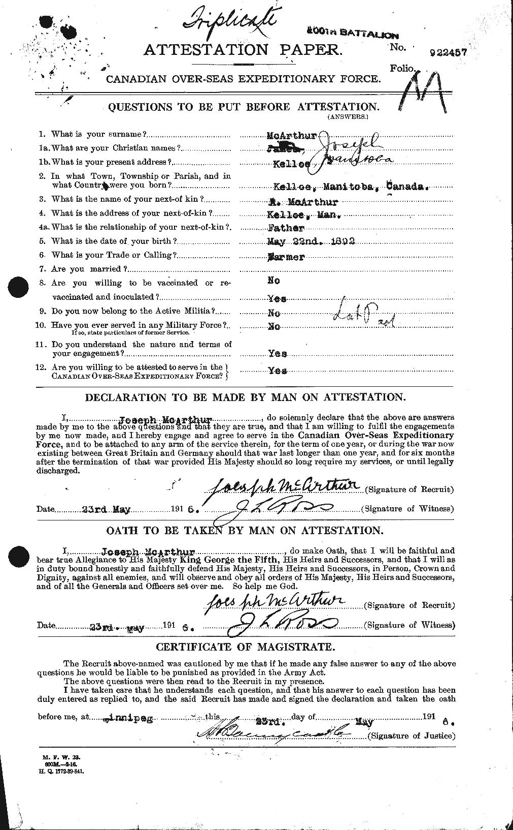 Personnel Records of the First World War - CEF 130712a