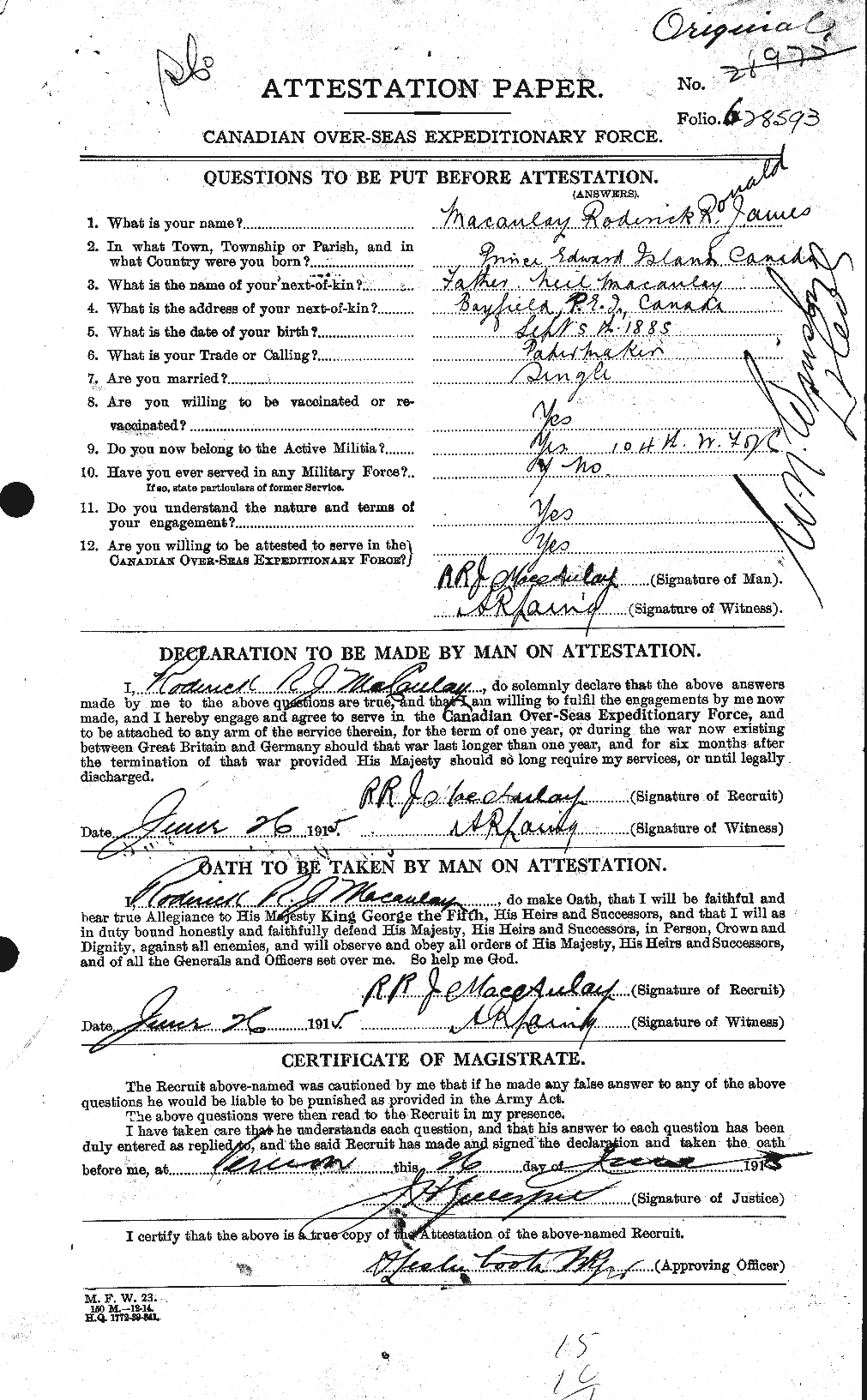 Personnel Records of the First World War - CEF 130733a