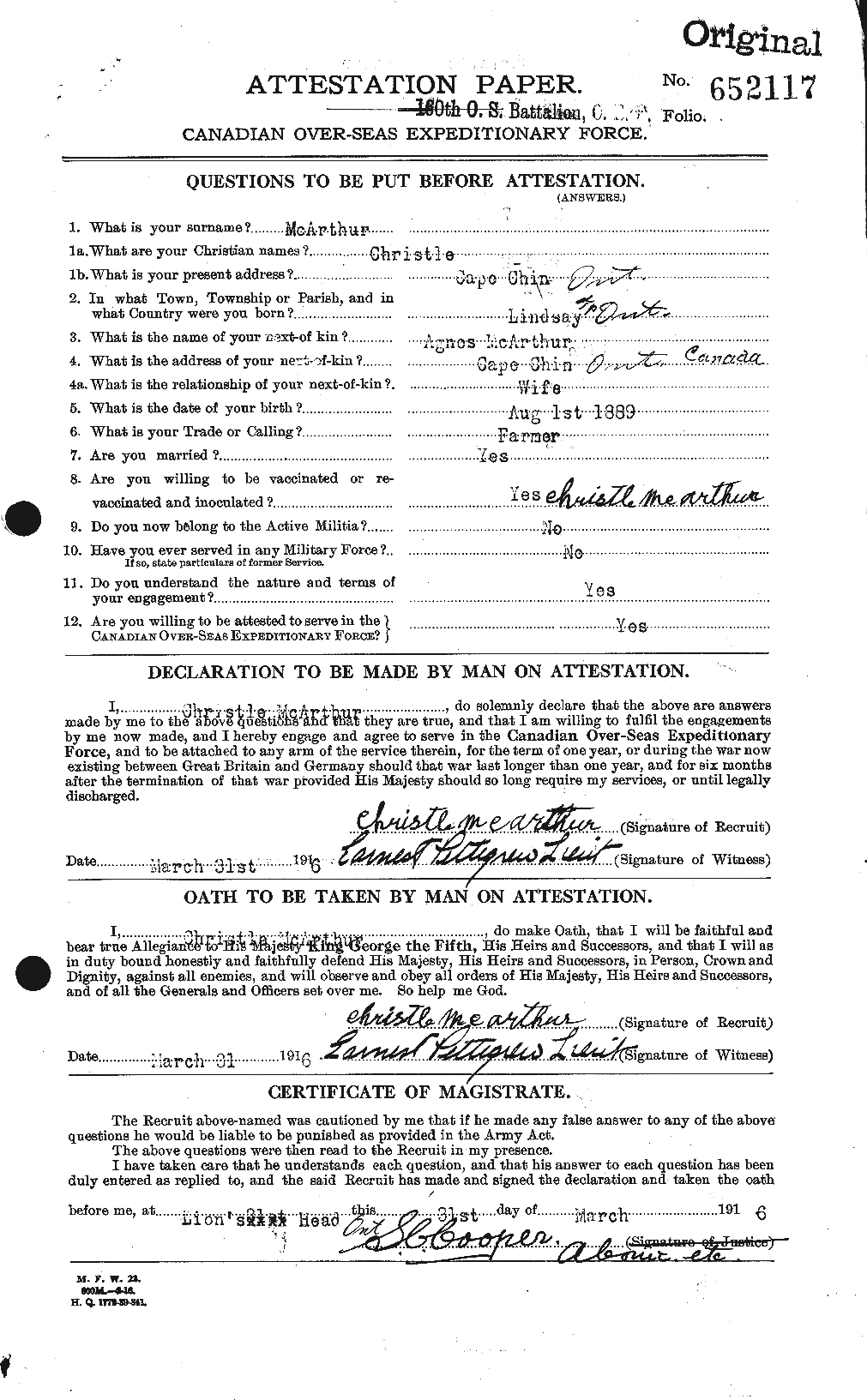 Personnel Records of the First World War - CEF 131113a
