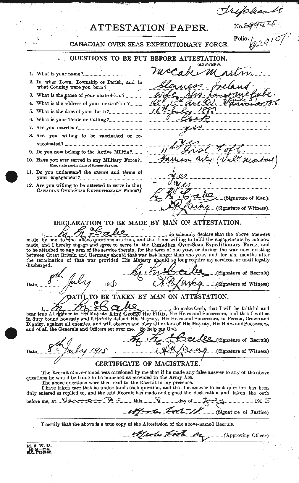 Personnel Records of the First World War - CEF 131229a