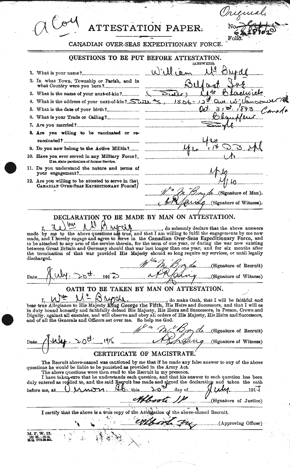 Personnel Records of the First World War - CEF 131333a