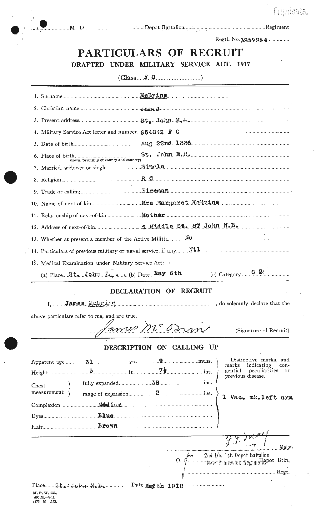 Dossiers du Personnel de la Première Guerre mondiale - CEC 131355a